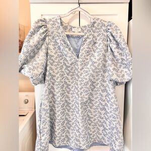 MARBLE Blue and White Floral Blouse